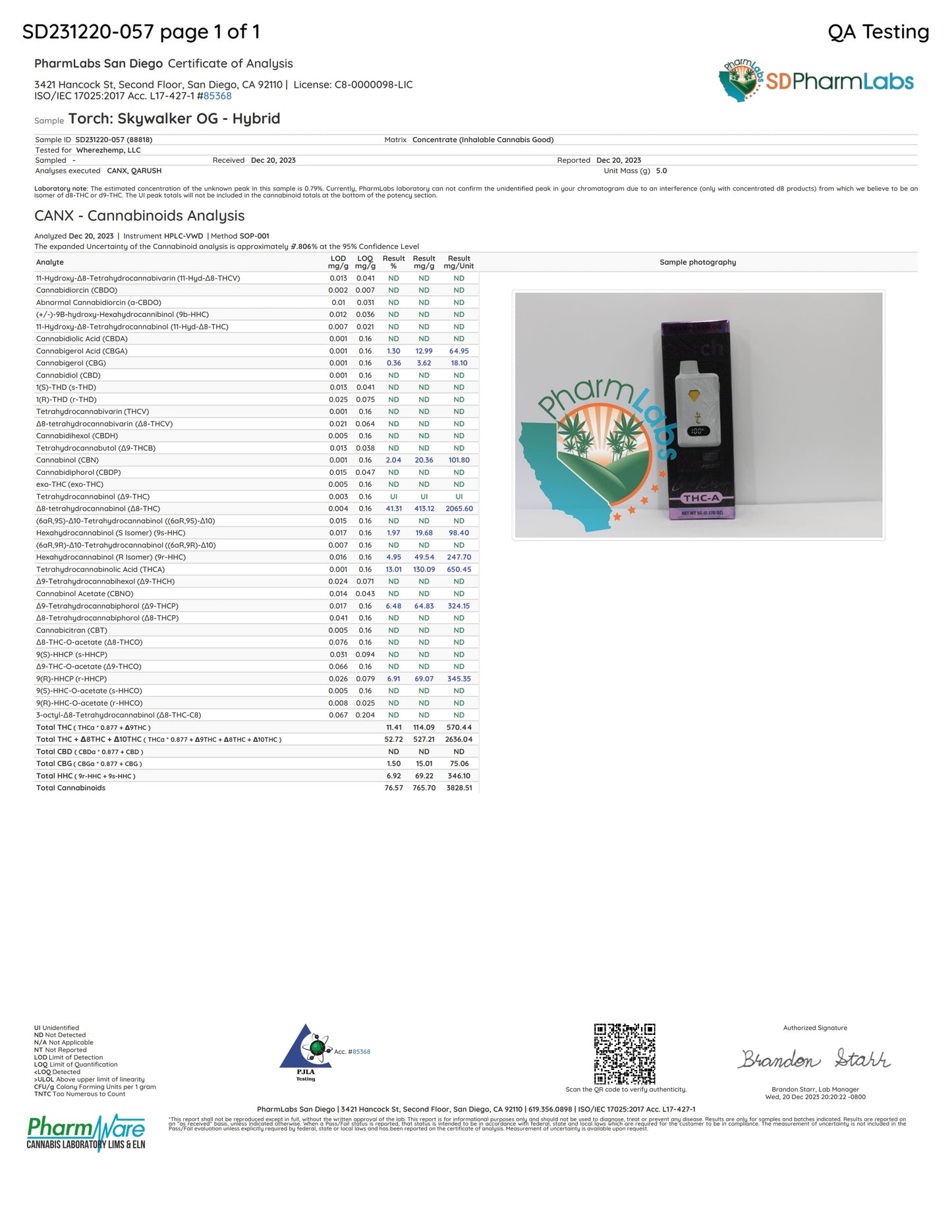 Live Rosin SKYWALKER OG HYBRID Torch THC-A Disposable Vape 5g
