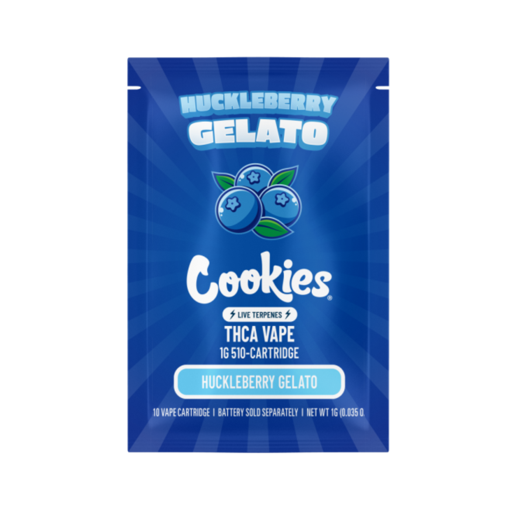 COOKIES HUCKLEBERRY GELATO THC-A CARTRIDGE - 1G 510 Thread - Image 2