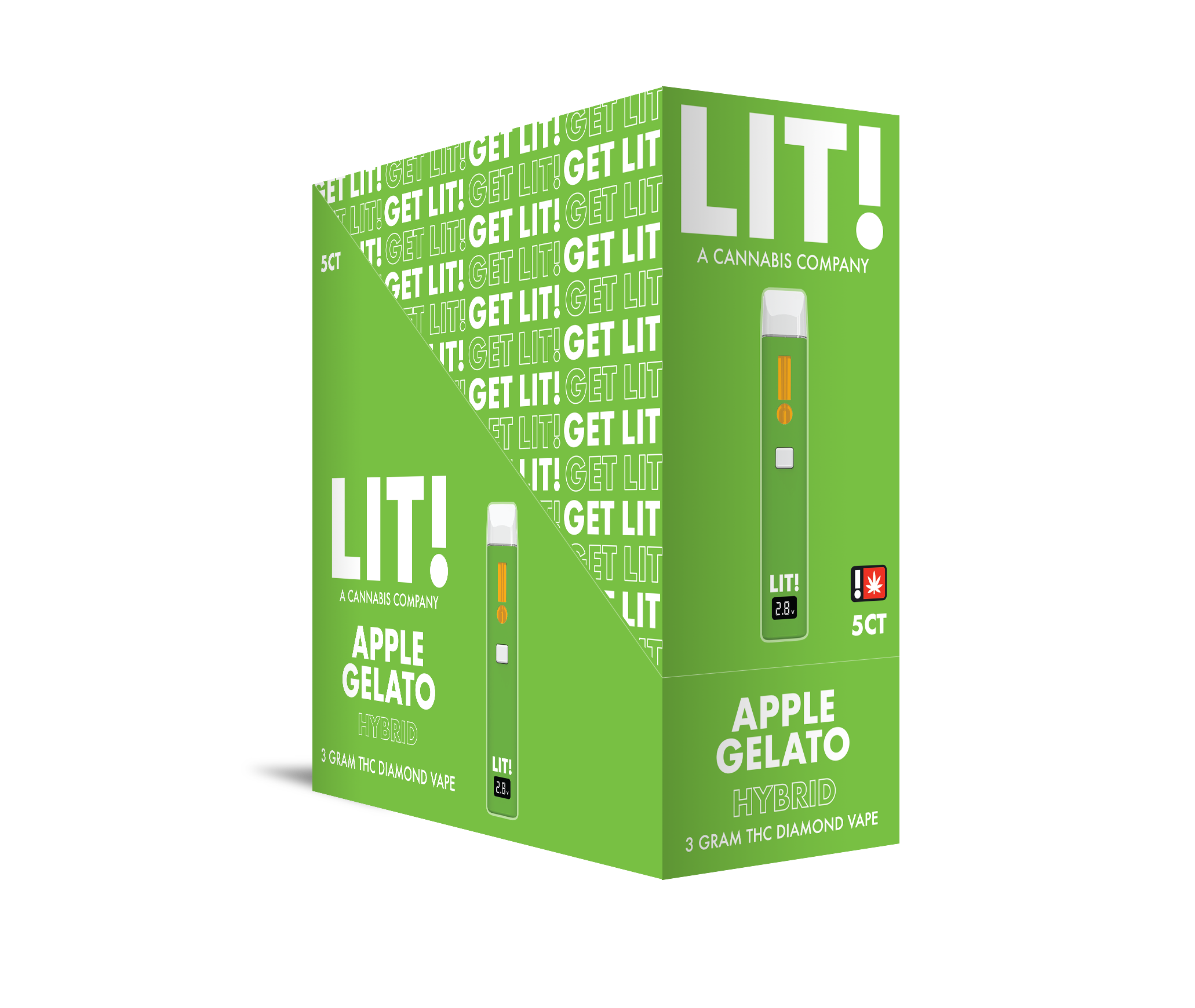 LIT! THC DIAMOND DISPOSABLE VAPE PEN, 3G APPLE GELATO HYBRID - Image 4