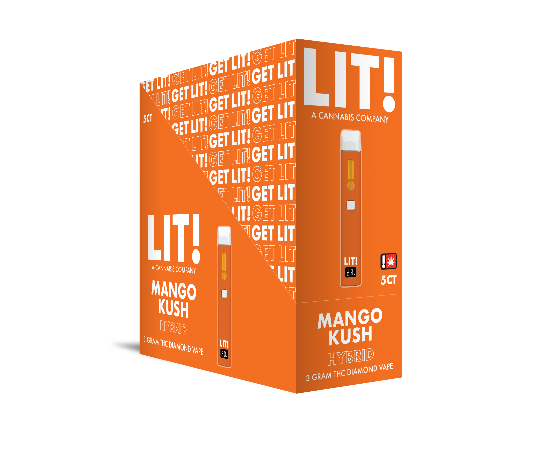 LIT! THC DIAMOND DISPOSABLE VAPE PEN, 3G MANGO KUSH HYBRID - Image 4