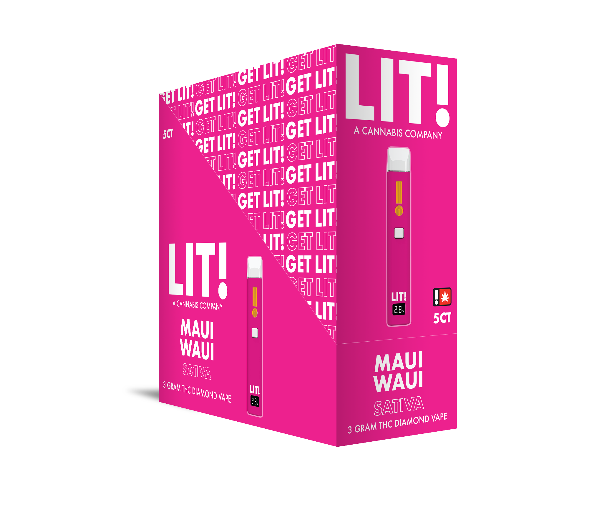 LIT! THC DIAMOND DISPOSABLE VAPE PEN, 3G MAUI WAUI SATIVA - Image 4