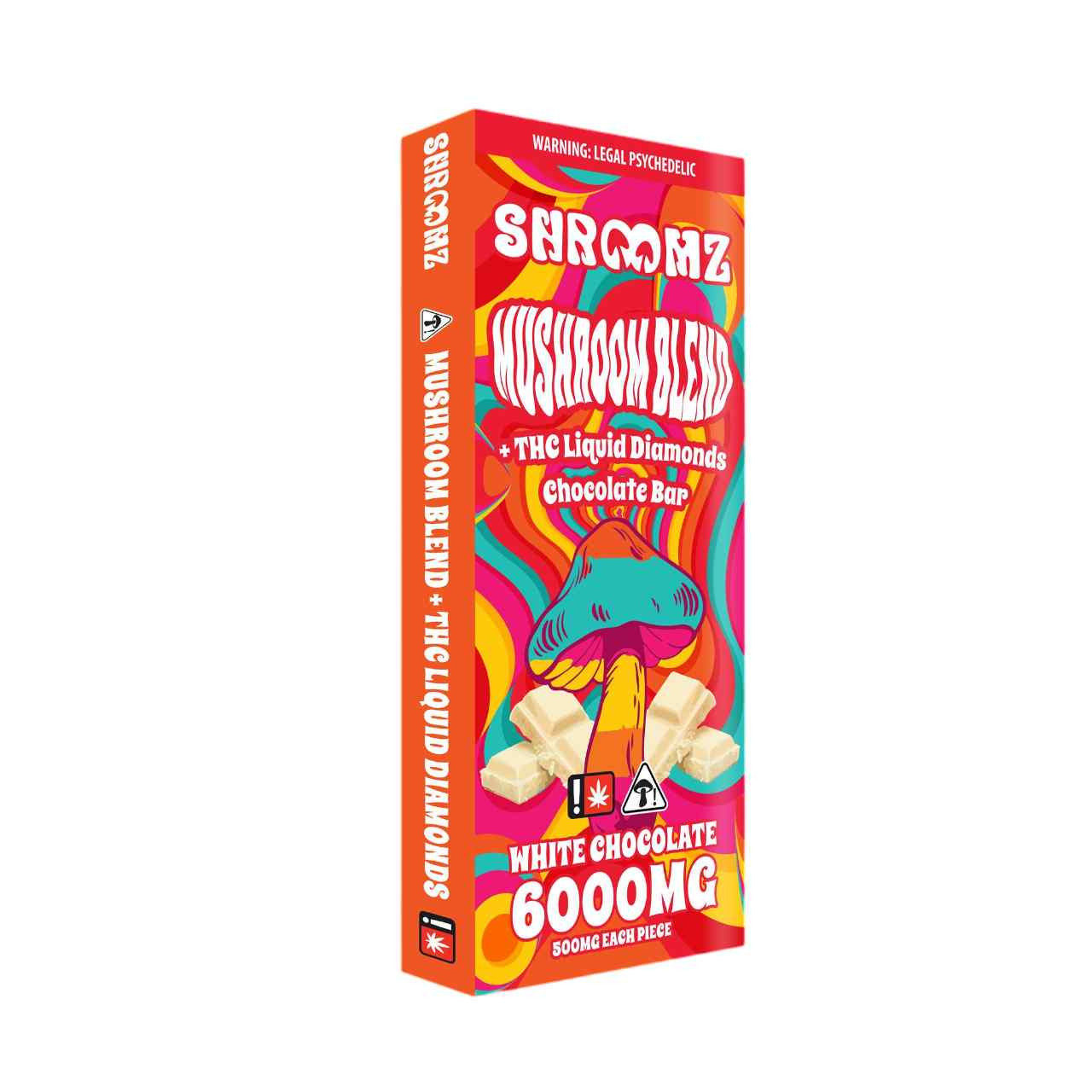 Shroomz Mushroom Blend THC Liquid Diamond Chocolate Bar White - Image 2