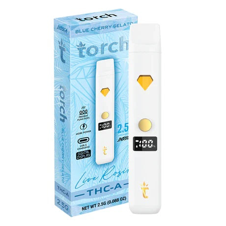 Live Rosin Blue Cherry Gelato Indica Torch THC-A Disposable Vape Pen 2.5g - Image 2