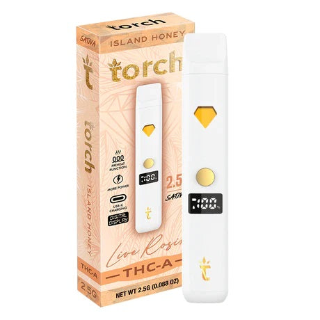 Live Rosin Island Honey Sativa Torch THC-A Disposable Vape Pen 2.5g - Image 2