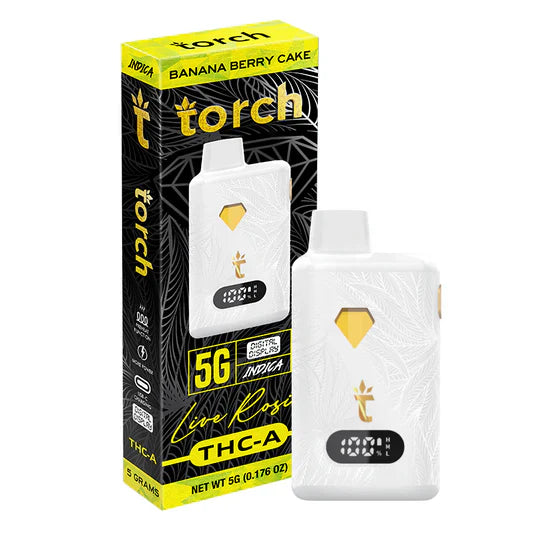 Live Rosin BANANA BERRY CAKE INDICA Torch THC-A Disposable Vape 5g - Image 2