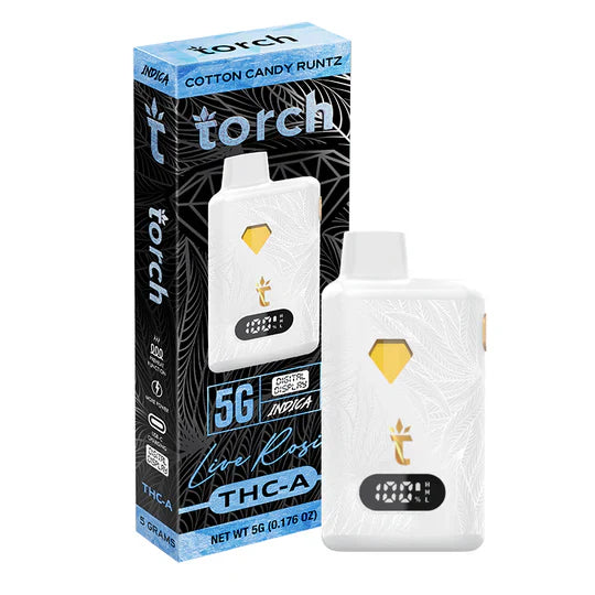 Live Rosin COTTON CANDY RUNTZ INDICA Torch THC-A Disposable Vape 5g - Image 2