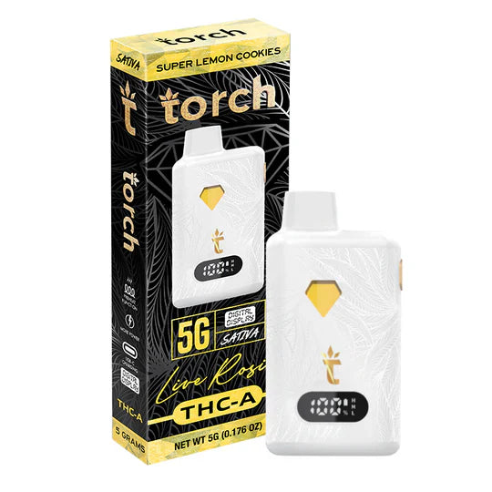 Live Rosin SUPER LEMON COOKIES | SATIVA Torch THC-A Disposable Vape 5g