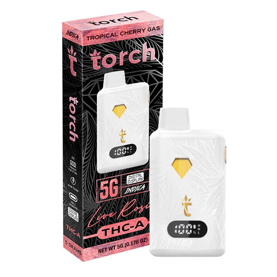 Live Rosin TROPICAL CHERRY GAS INDICA Torch THC-A Disposable Vape 5g - Image 2