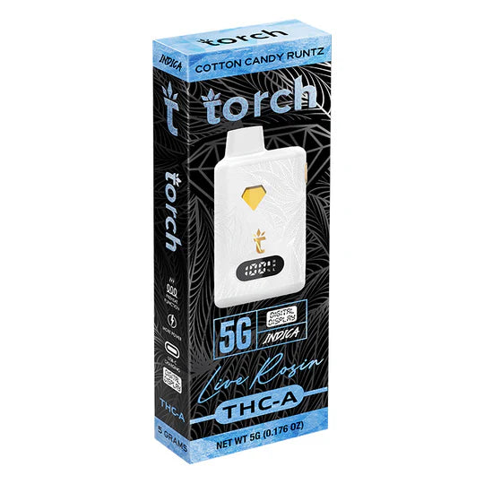 Live Rosin COTTON CANDY RUNTZ INDICA Torch THC-A Disposable Vape 5g - Image 3