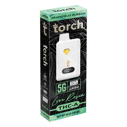 Live Rosin GRAPEFRUIT DURBAN SATIVA Torch THC-A Disposable Vape 5g - Image 3