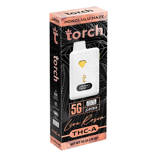 Live Rosin HONOLULU HAZE SATIVA Torch THC-A Disposable Vape 5g - Image 3