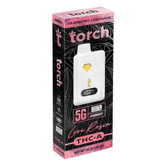 Live Rosin RASPBERRY LEMONADE HYBRID Torch THC-A Disposable Vape 5g - Image 3