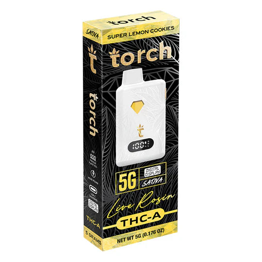 Live Rosin SUPER LEMON COOKIES | SATIVA Torch THC-A Disposable Vape 5g - Image 3