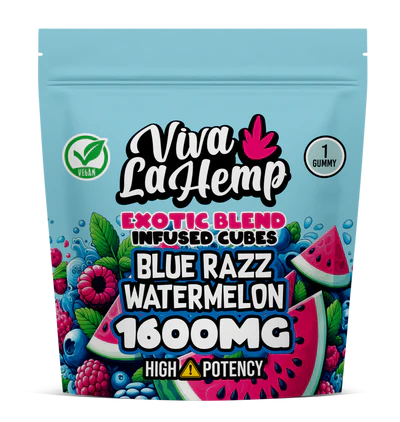 viva la hemp Exotic Blend Infused Cubes – 1600MG Blue Razz Watermelon