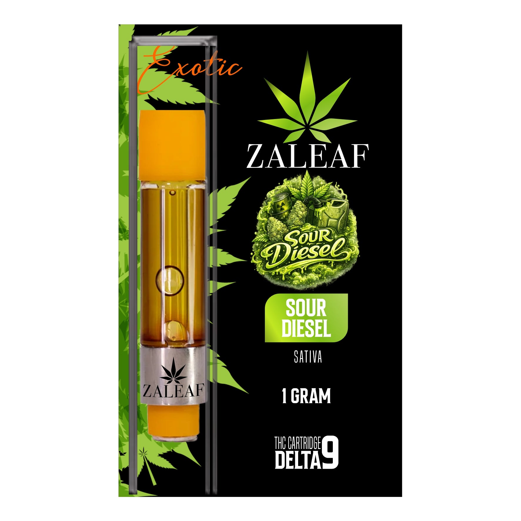 ZALEAF Delta-9 Vape Cartridge 1G Premium THC Sour Diesel - Sativa Z3PL ZALEAF Delta-9 Vape Cartridge 1G Premium THC Sour Diesel - Sativa Z3PL