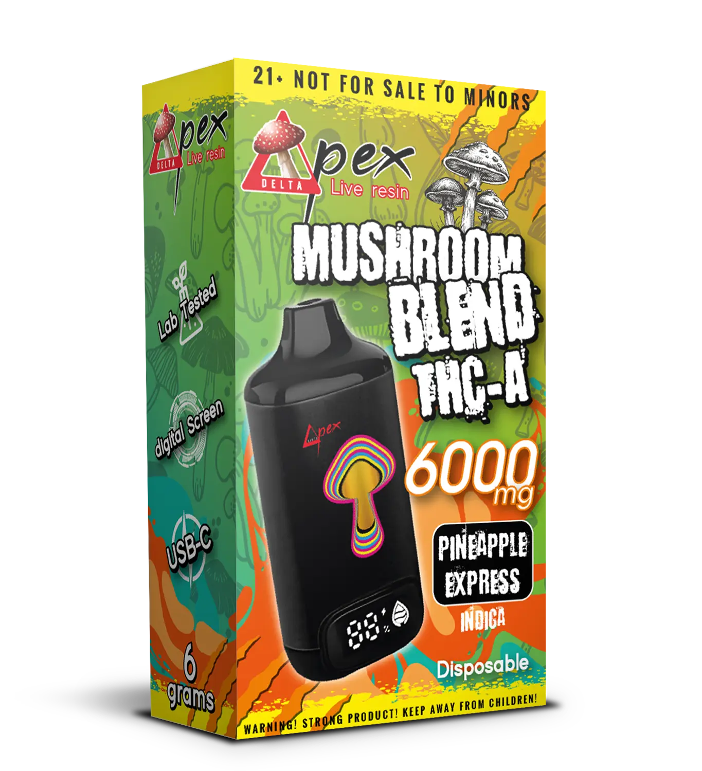 Pineapple Express Disposable Premium Vape Pen Mushroom Blend 6000mg - Indica