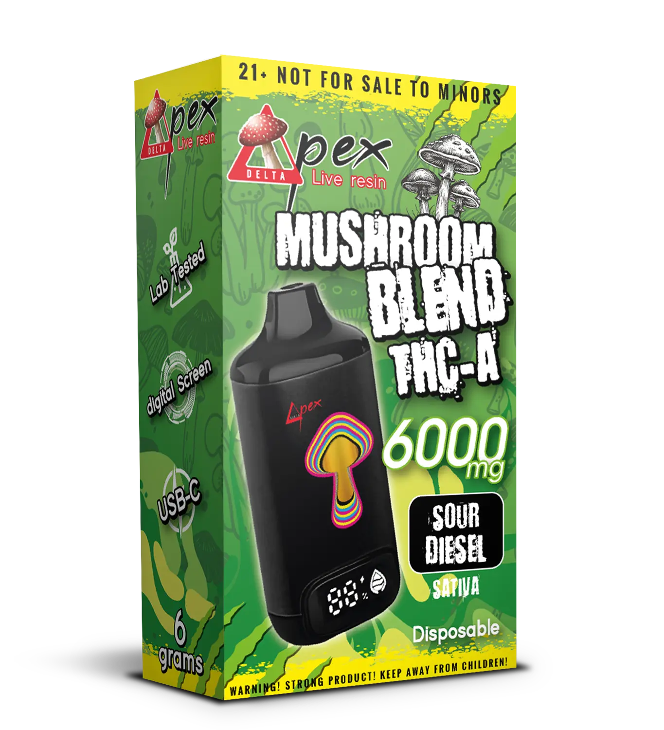 Sour Diesel Disposable Premium Vape Pen Mushroom Blend 6000mg - Sativa