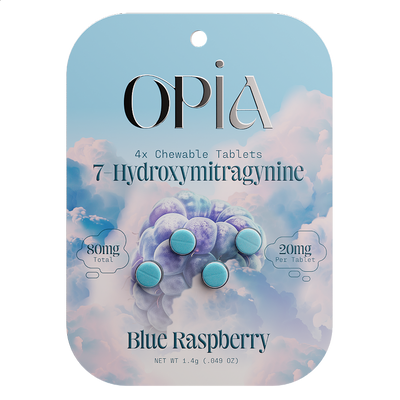 Opia 7 HYDROXYMITRAGYNINE Kratom - Blue Raspberry - 4 Tablets 80mg
