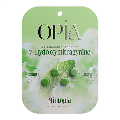 Opia 7 HYDROXYMITRAGYNINE Kratom -   Mintopia - 4 Tablets 80mg