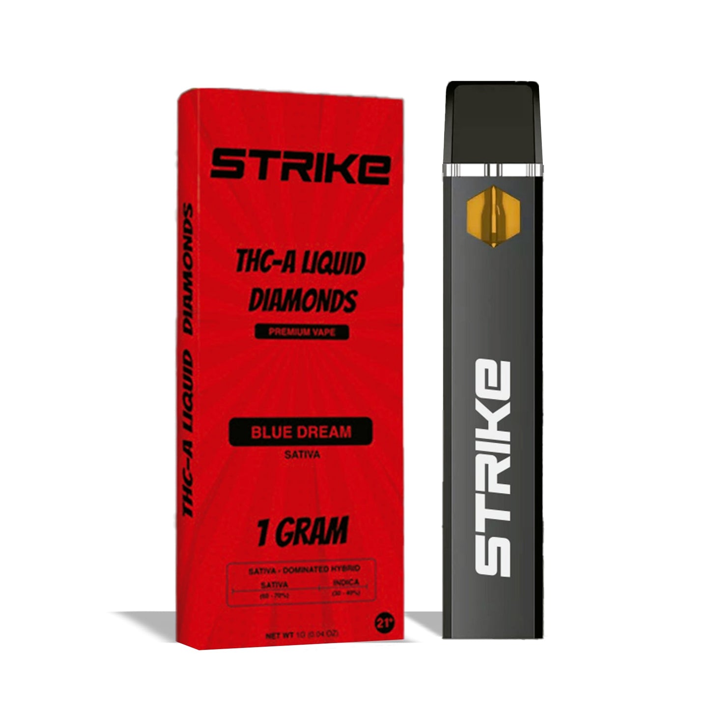 STRIKE THC-A LIQUID DIAMOND 1G VAPE DISPOSABLE BLUE DREAM - SATIVA Zaleaf STRIKE THC-A LIQUID DIAMOND 1G VAPE DISPOSABLE BLUE DREAM - SATIVA Zaleaf