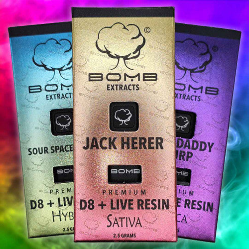 BOMB EXTRACTS (D8 + LIVE RESIN) DISPOSABLE VAPE SOUR SPACE CANDY