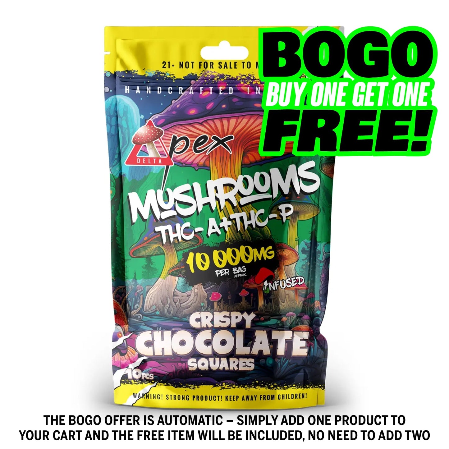 Crispy Chocolate Squares Mushroom THC-A + THC-P 10,000mg