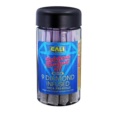 Cali Fields — Rainbow Sherbet #11 Diamond Infused THCA Pre-Rolls (Indica)