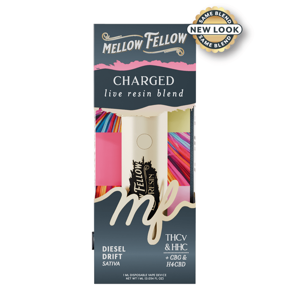 Mellow Fellow Charged Blend - Live Resin 1ml Disposable Vape - Diesel Drift (Sativa)