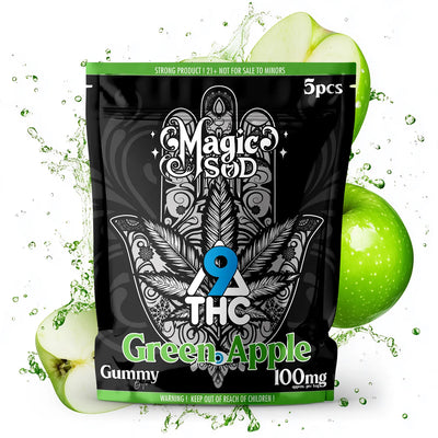 MAGICSOD D9 THC Green Apple Gummies 100mg (5pcs)