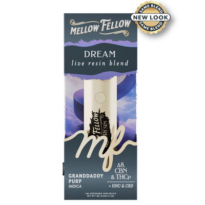 Mellow Fellow Dream Blend - Live Resin 1ml Disposable Vape - Granddaddy Purp (Indica)