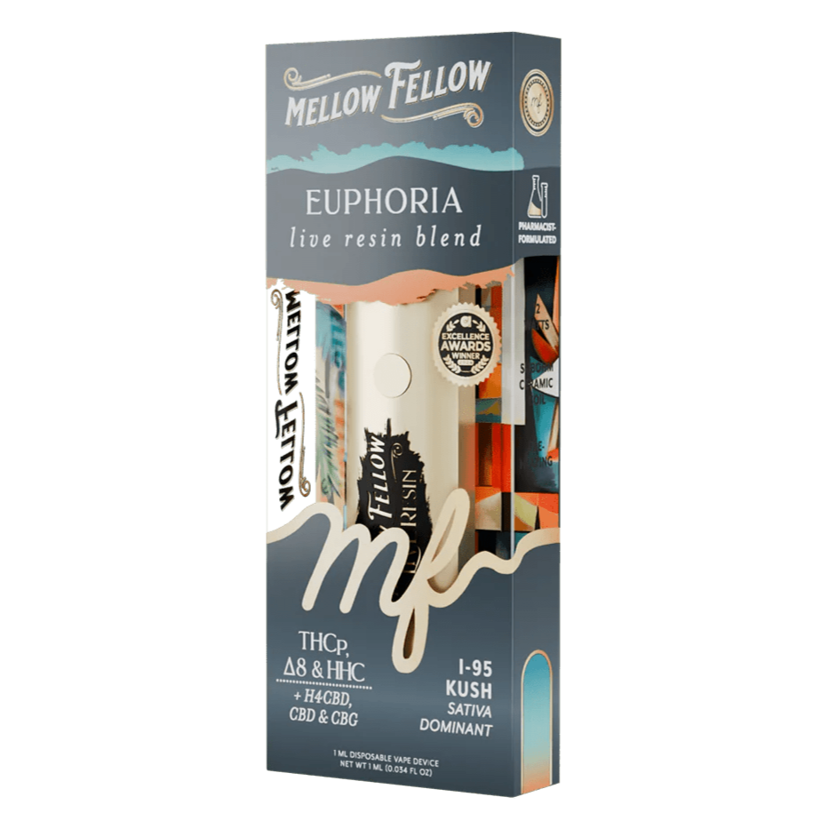 Mellow Fellow Euphoria Blend - Live Resin 1ml Disposable Vape - i-95 Kush (Sativa Dominant)