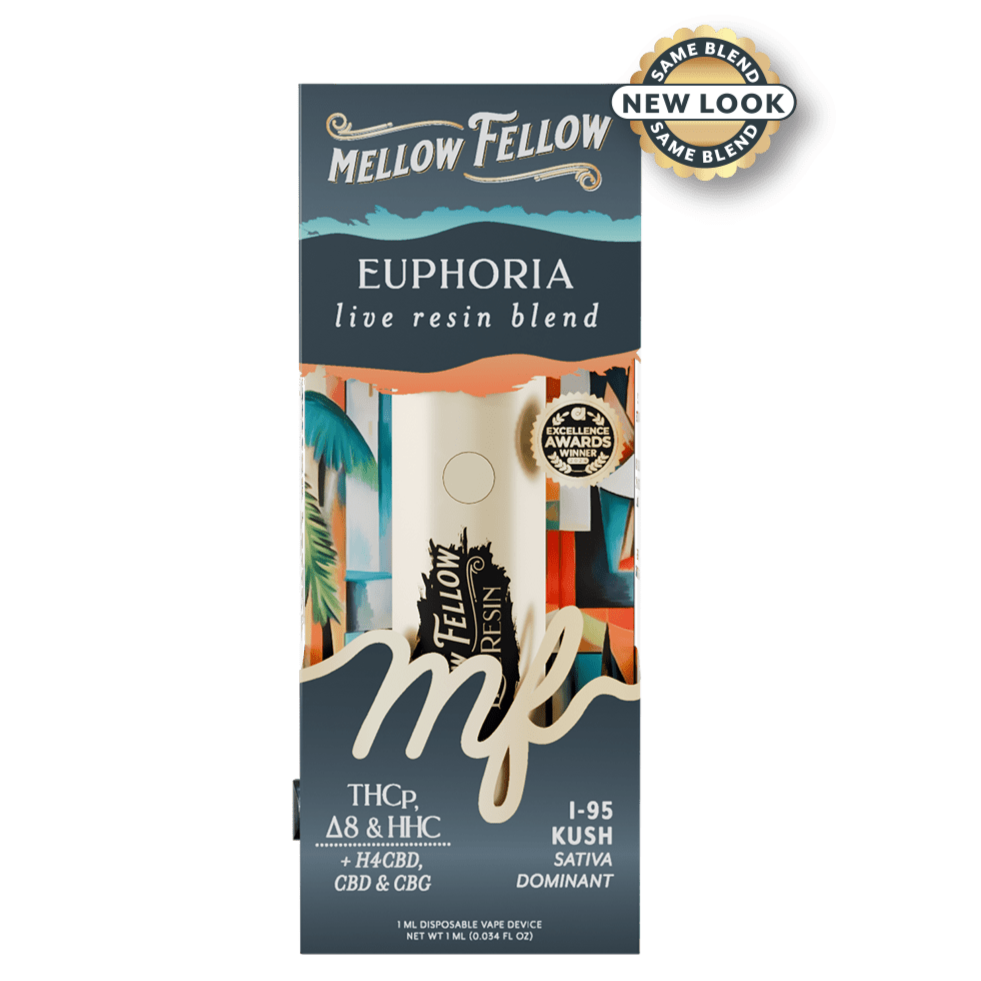 Mellow Fellow Euphoria Blend - Live Resin 1ml Disposable Vape - i-95 Kush (Sativa Dominant)
