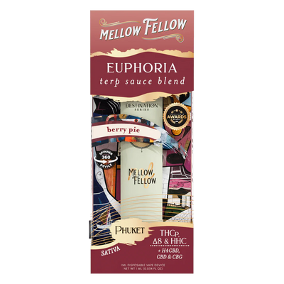 Mellow Fellow Euphoria Blend - Terp Sauce 1ml Disposable Spinner Vape - Berry Pie (Sativa)