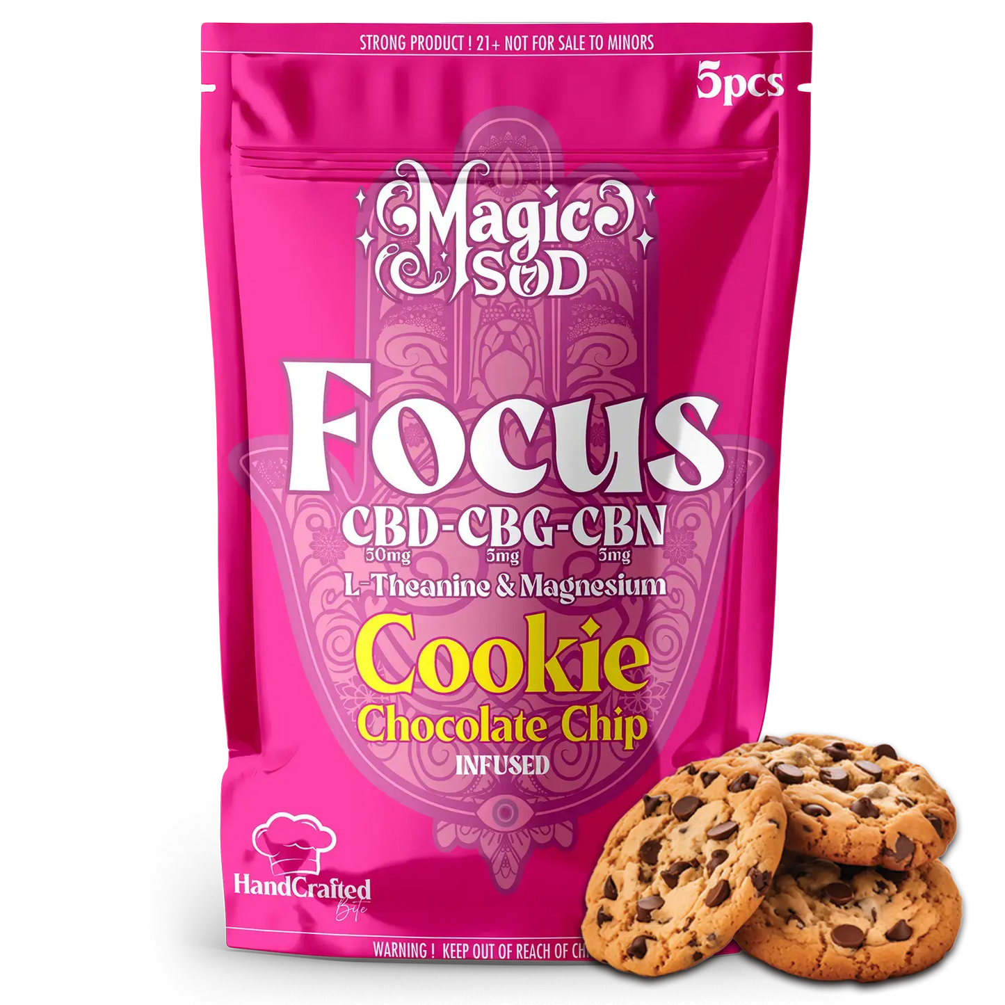 MAGICSOD Focus Chocolate Chip Cookie infused with (CBD + CBG + CBN @ 300mg) + L-Theanine & Magnesium