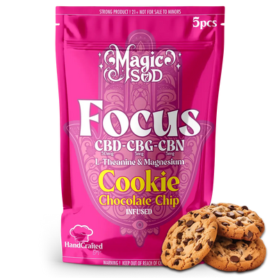 MAGICSOD Focus Chocolate Chip Cookie infused with (CBD + CBG + CBN @ 300mg) + L-Theanine & Magnesium