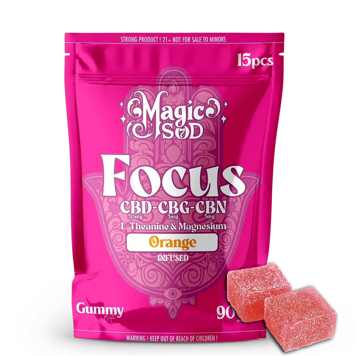 MAGICSOD FOCUS CBD-CBG-CBN L-THEANINE & MAGNESIUM GUMMY 900MG -  ORANGE