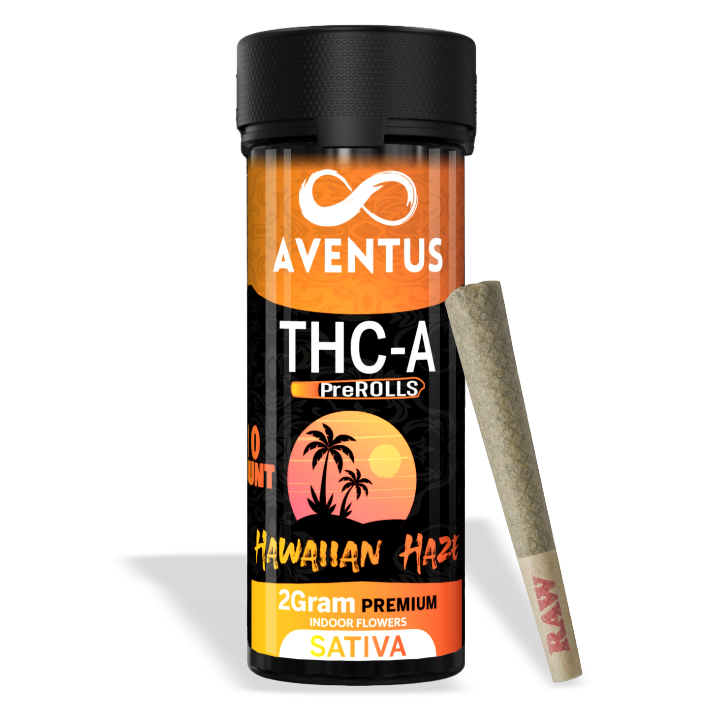 THC-A pre-rolls Jar of 10 x 2G Hawaiian Haze SATIVA