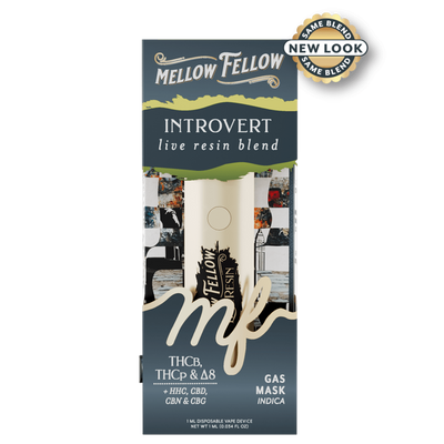 Mellow Fellow Introvert Blend - Live Resin 1ml Disposable Vape - Gas Mask (Indica)