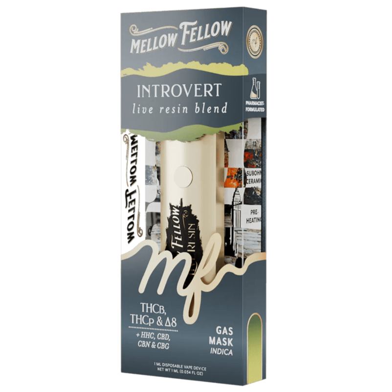 Mellow Fellow Introvert Blend - Live Resin 1ml Disposable Vape - Gas Mask (Indica)