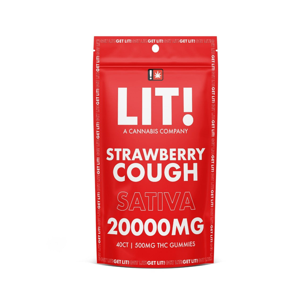 LIT THC Gummies 20000MG 40 Count -   Strawberry Cough Sativa