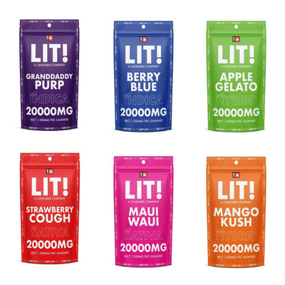 LIT THC Gummies 20000MG 40 Count -   Strawberry Cough Sativa