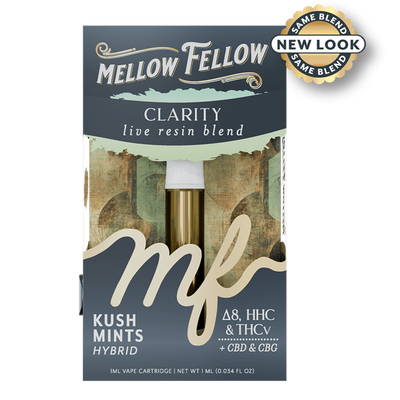 Mellow Fellow Clarity Blend 1ml Live Resin Vape Cartridge - Kush Mints (Hybrid)