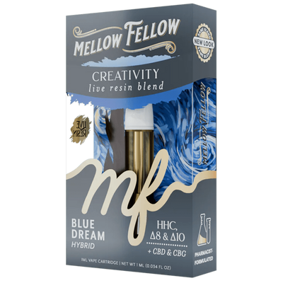 Mellow Fellow Creativity Blend 1ml Live Resin Vape Cartridge - Blue Dream (Hybrid)