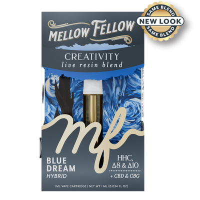 Mellow Fellow Creativity Blend 1ml Live Resin Vape Cartridge - Blue Dream (Hybrid)