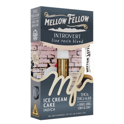 Mellow Fellow Introvert Blend 1ml Live Resin Vape Cartridge - Ice Cream Cake (Indica)