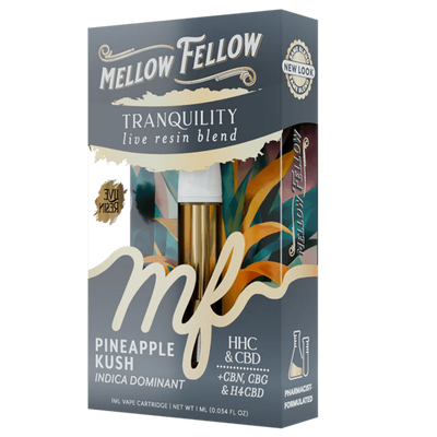 Mellow FellowTranquility Blend 1ml Live Resin Vape Cartridge - Pineapple Kush (Indica Dominant)