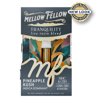 Mellow FellowTranquility Blend 1ml Live Resin Vape Cartridge - Pineapple Kush (Indica Dominant)