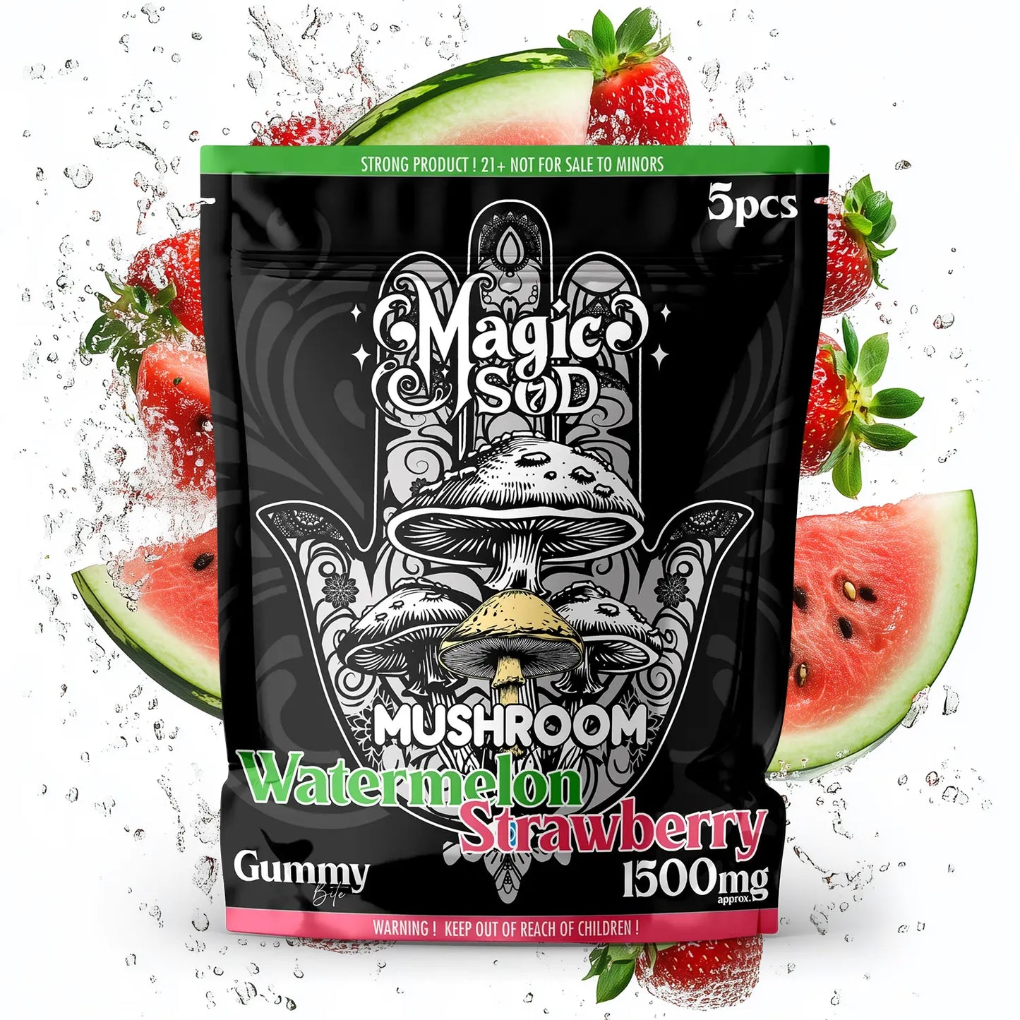MAGICSOD Mushroom Watermelon Strawberry Gummies 1500mg