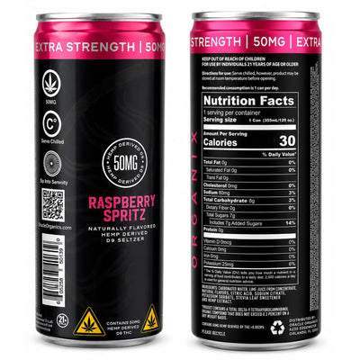 Oracle Organix EXTRA STRENGTH Sparkling THC Seltzer – 50mg  Raspberry Spritz