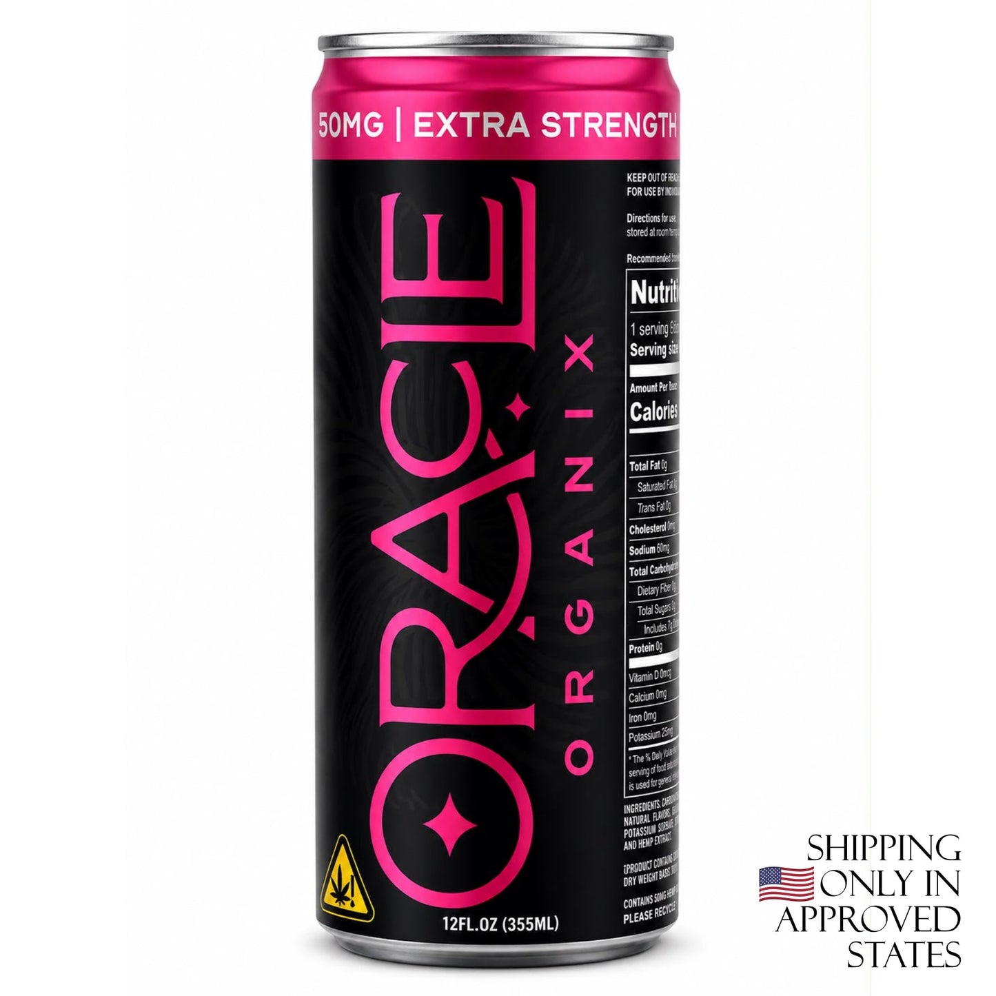 Oracle Organix EXTRA STRENGTH Sparkling THC Seltzer – 50mg  Raspberry Spritz